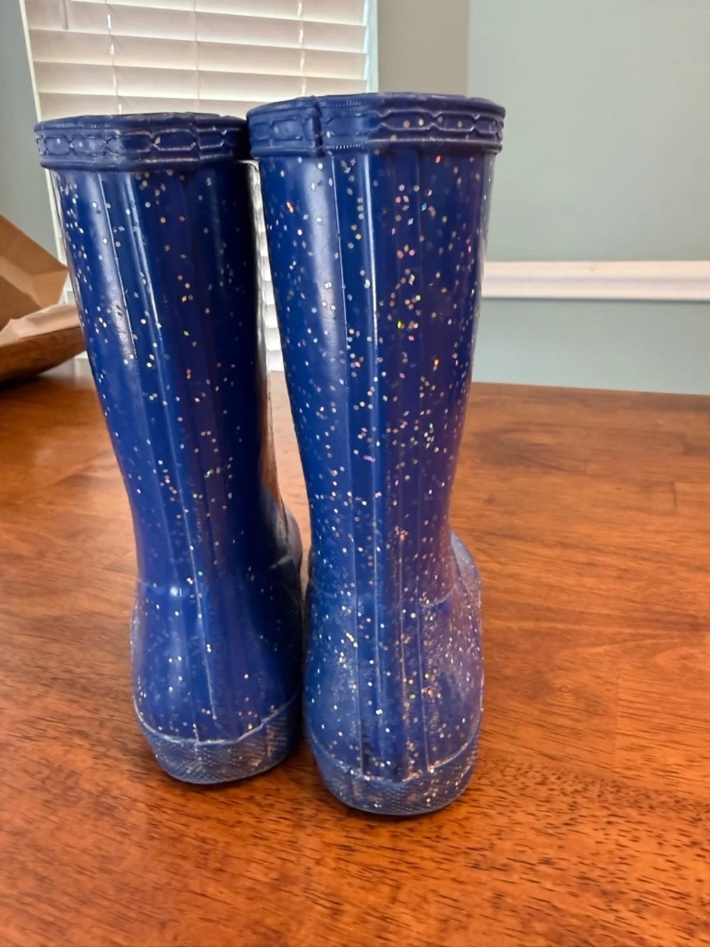 Hunter Kids First Classic Giant Glitter Rain Boots Blue Size 13/1